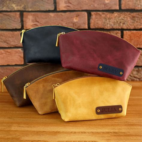 genuine leather small toiletry bag.